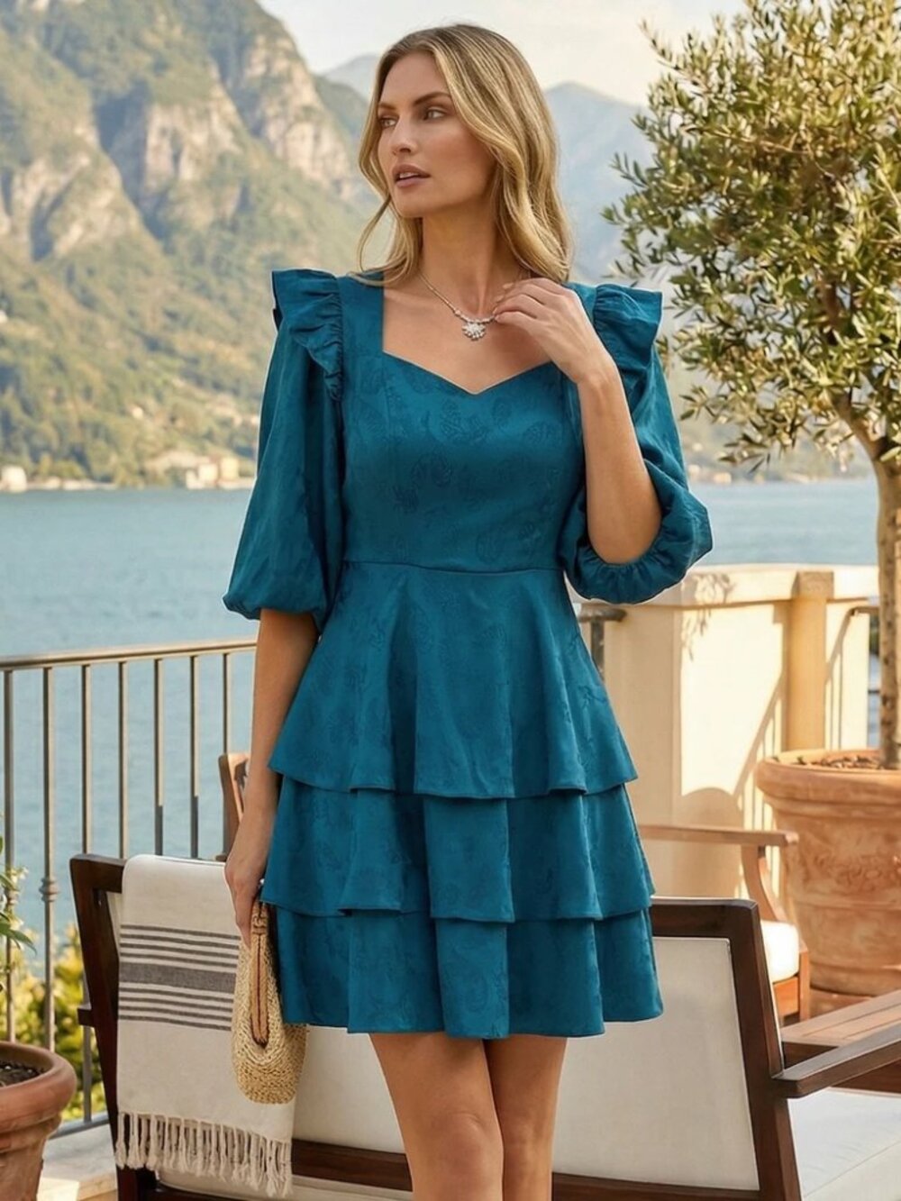 Trish Scully Edna Dress, Teal, Size L, NWT